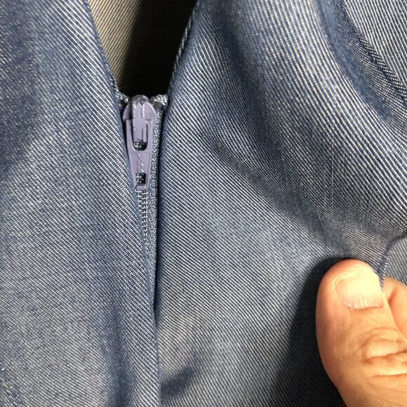 Finley Top Womens Jacket Blue Chambray Tencel Western Casual Ruffle Feminine - Picture 5 of 16